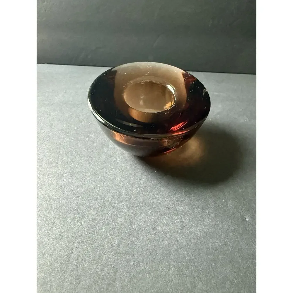 Orrefors Glass Votive Candle Holder Nordic Light Delight Bronze Lena Bergstrom